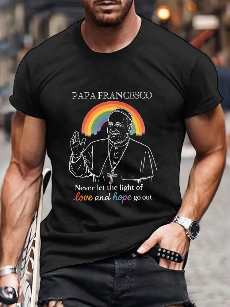 Men's Never Let The Light Of Love And Hope Go Out Lgbt Print Short Sleeve Round Neck Cotton T-Shirt