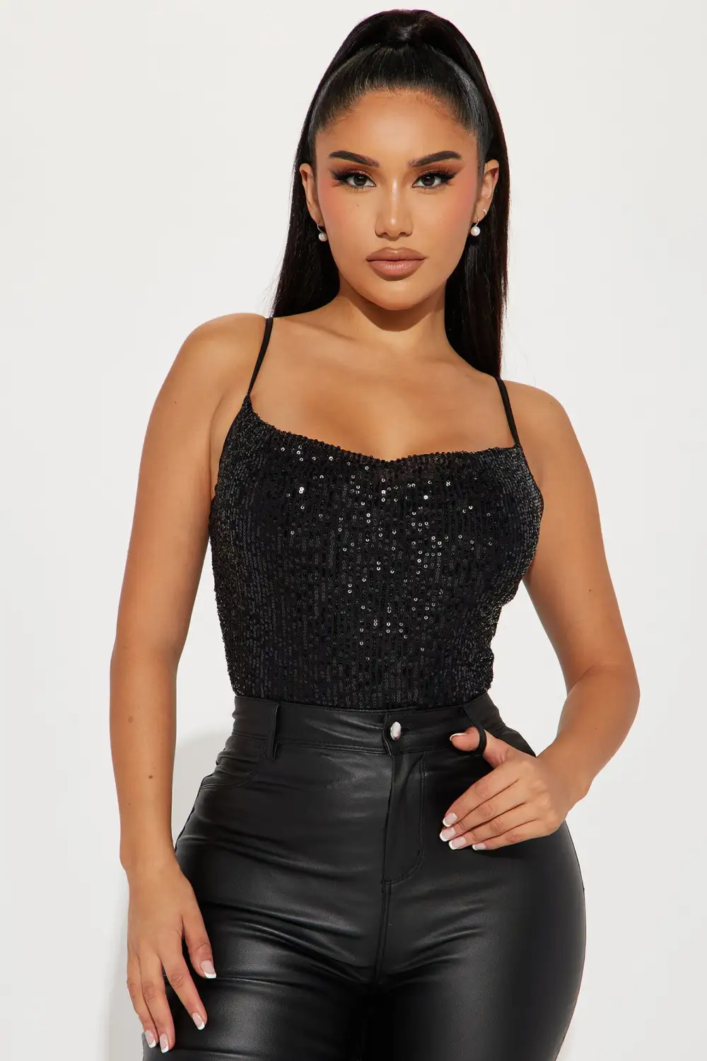Dance All Night Sequin Top - Black
