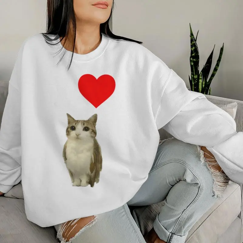 I Love Meowl Cursed Cute Cat Owl Meme Brain Rot Silly Women Sweatshirt