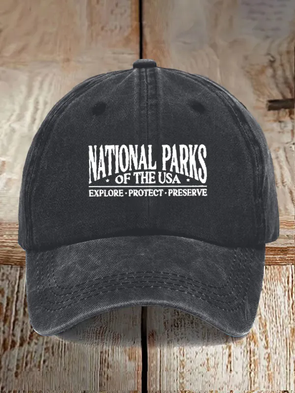 National Parks Of The USA Checklist Front/Back Print Comfort Colors Baseball Caps