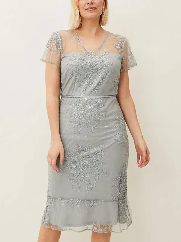 Exquisite Floral Embroidery Transparent Lace Women's Dress