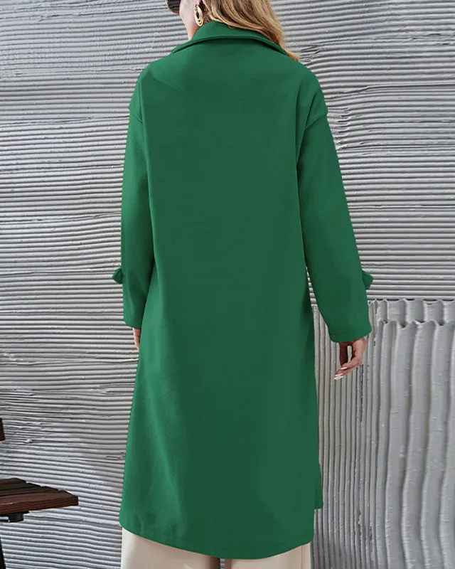 Solid Lapel Coat with Belt Cuff