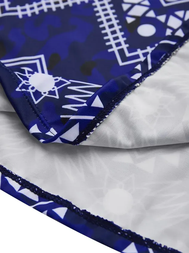 Vacation Ethnic Printing Scoop Neck Tankinis Two-Piece Set