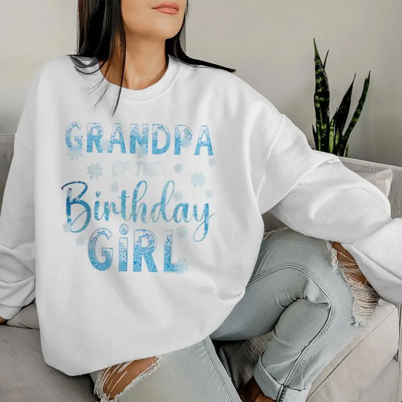Grandpa Of The Birthday Girl Snowflakes Themed Matching Women Sweatshirt