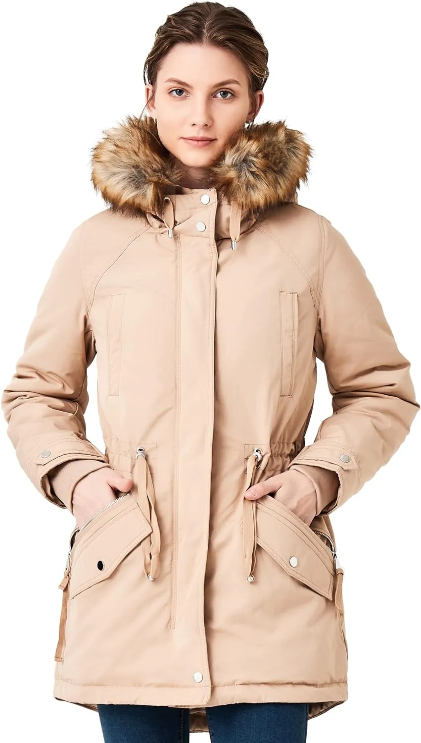 Women's Winter Coats Fleece Lined Parka Jacket Hooded Long Winter Warm Parka Coat with Pockets