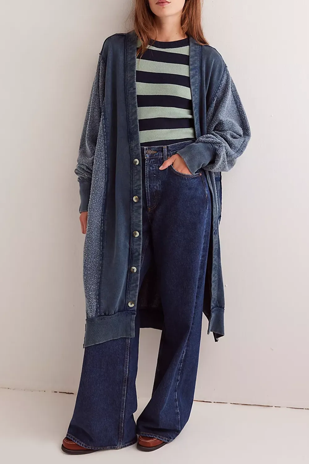 Open Front Striped Cardigan