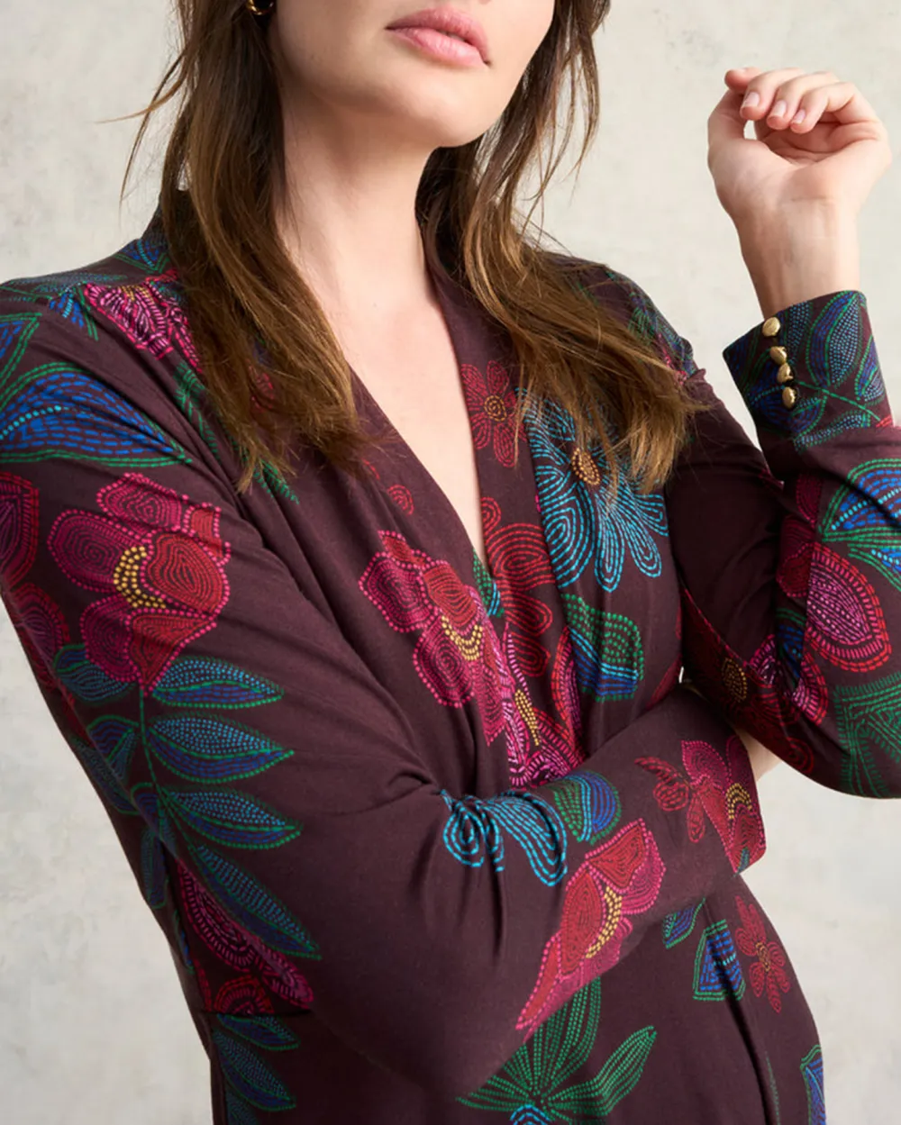 Printed Jersey Midi Dress