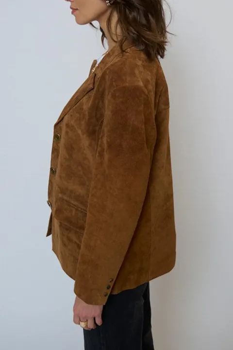 Brown Faux Suede Relaxed Blazer