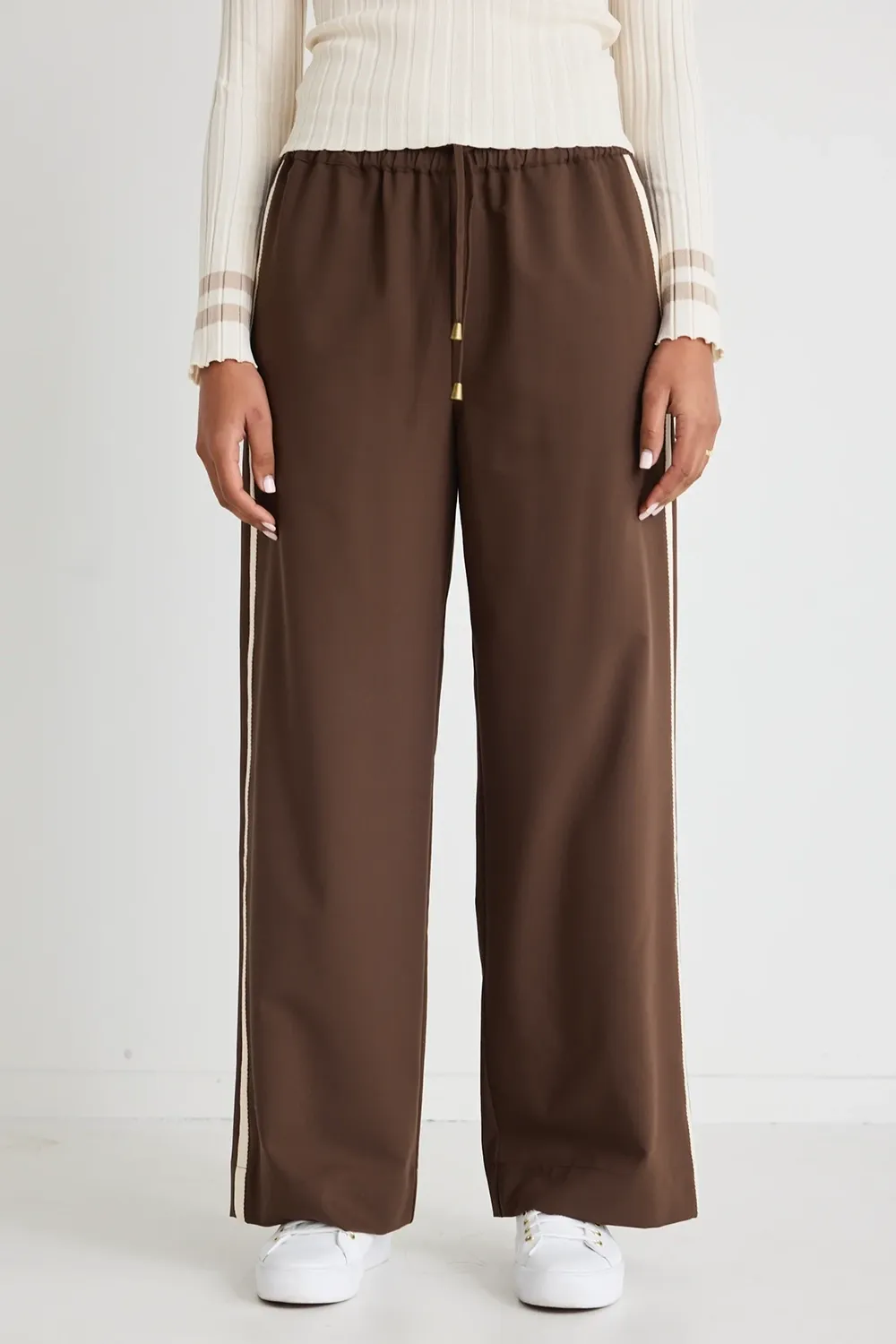 Stripe Side Tape Wide Leg Pants