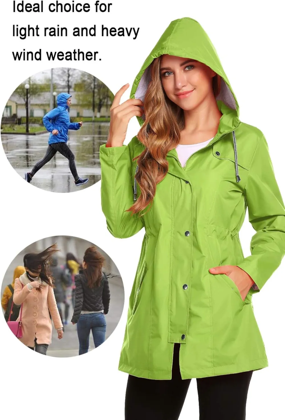 Womens Lightweight Hooded Waterproof Active Outdoor Rain Jacket S-XXL
