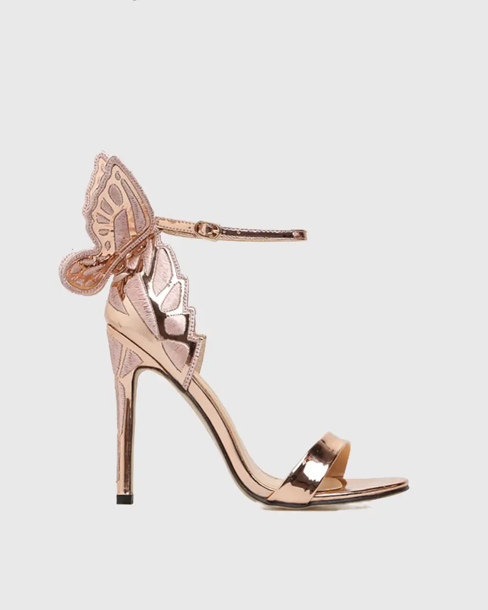 Butterfly Wing Embroidery Strap Sandals in Gold