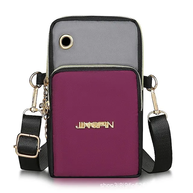 Men's Women's Crossbody Bag Shoulder Bag Wristlet Mobile Phone Bag Oxford Cloth Outdoor Daily Zipper Large Capacity Waterproof Lightweight Color Block Black Red Blue