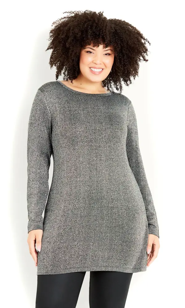 Evans Grey Glitter Detail Jumper