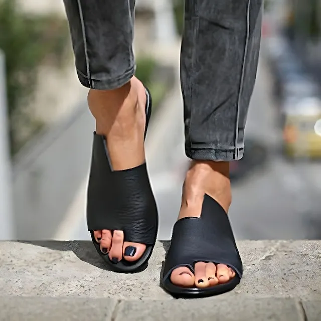 Women's Sandals Slippers Boho Bohemia Beach Flat Sandals Orthopedic Sandals Bunion Sandals Outdoor Daily Beach Summer Spring Flat Heel Open Toe Classic Casual Minimalism Polyester Synthetics Loafer