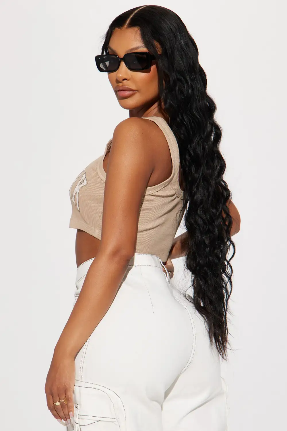 New York Cropped Tank - Sand