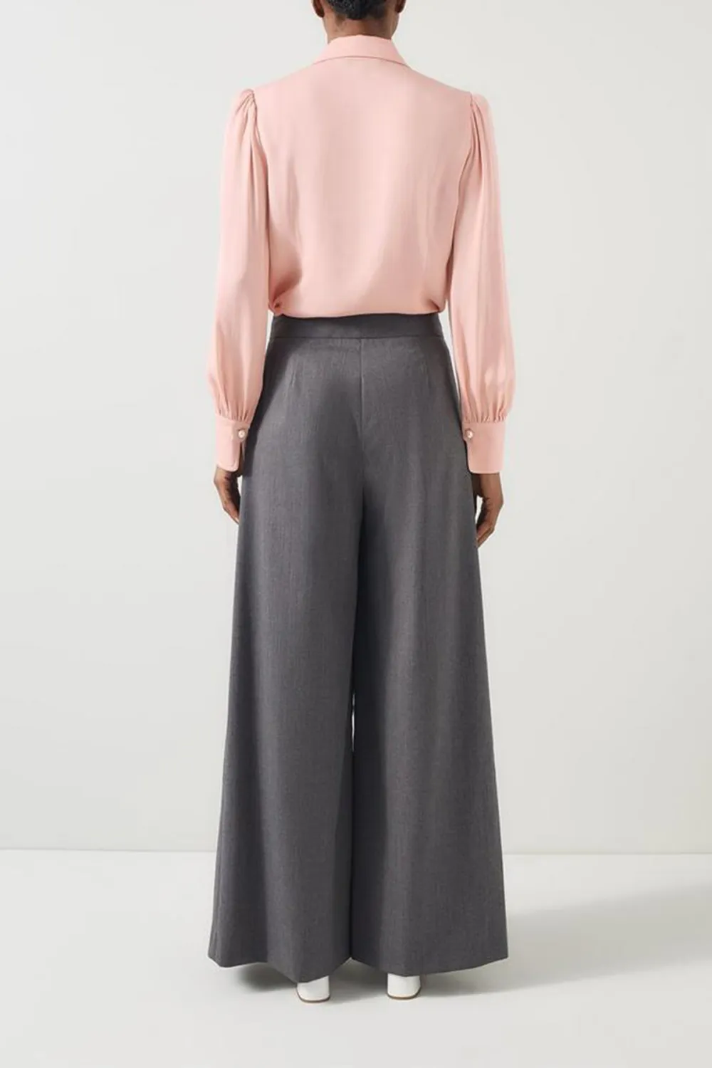 Light Pink Long Sleeve Button Down Silk Blouse