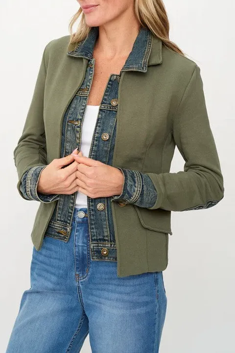 Olive Layered Denim Blazer
