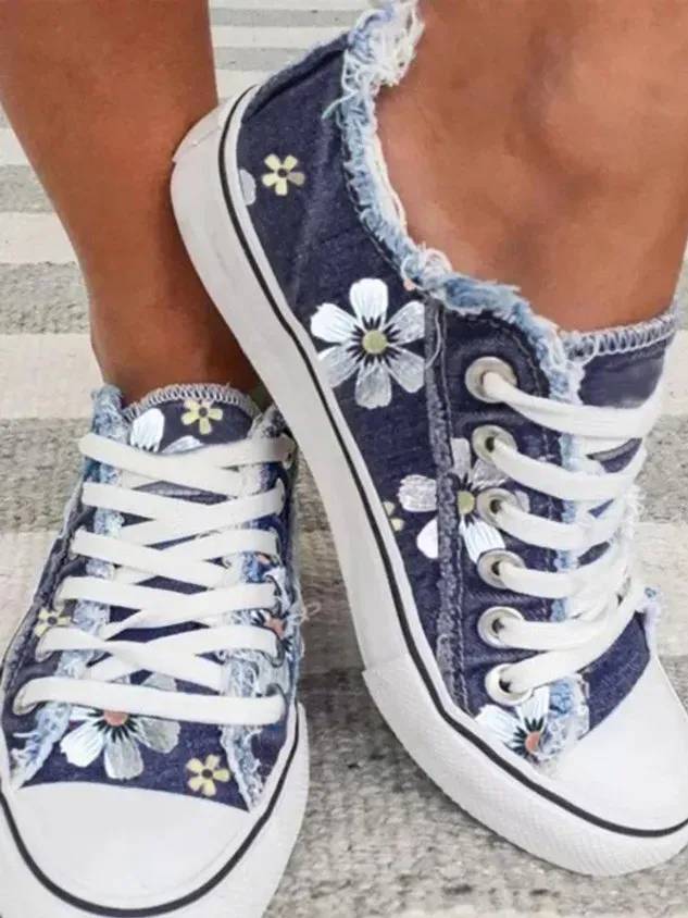 All Season Canvas Sneaker Heel Casual Flats