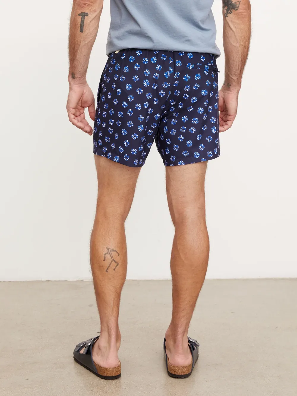 Navy Blue with White Pattern Men's Shorts