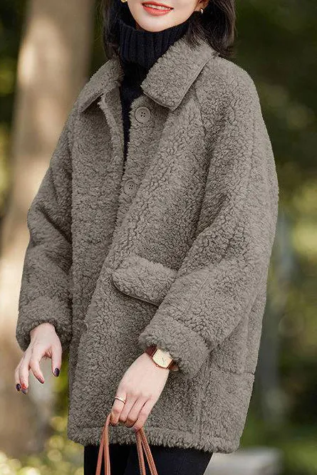 Faux Lamb Fleece Lapel Coat