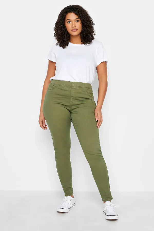Evans Khaki Green Elasticated Waist Jeggings