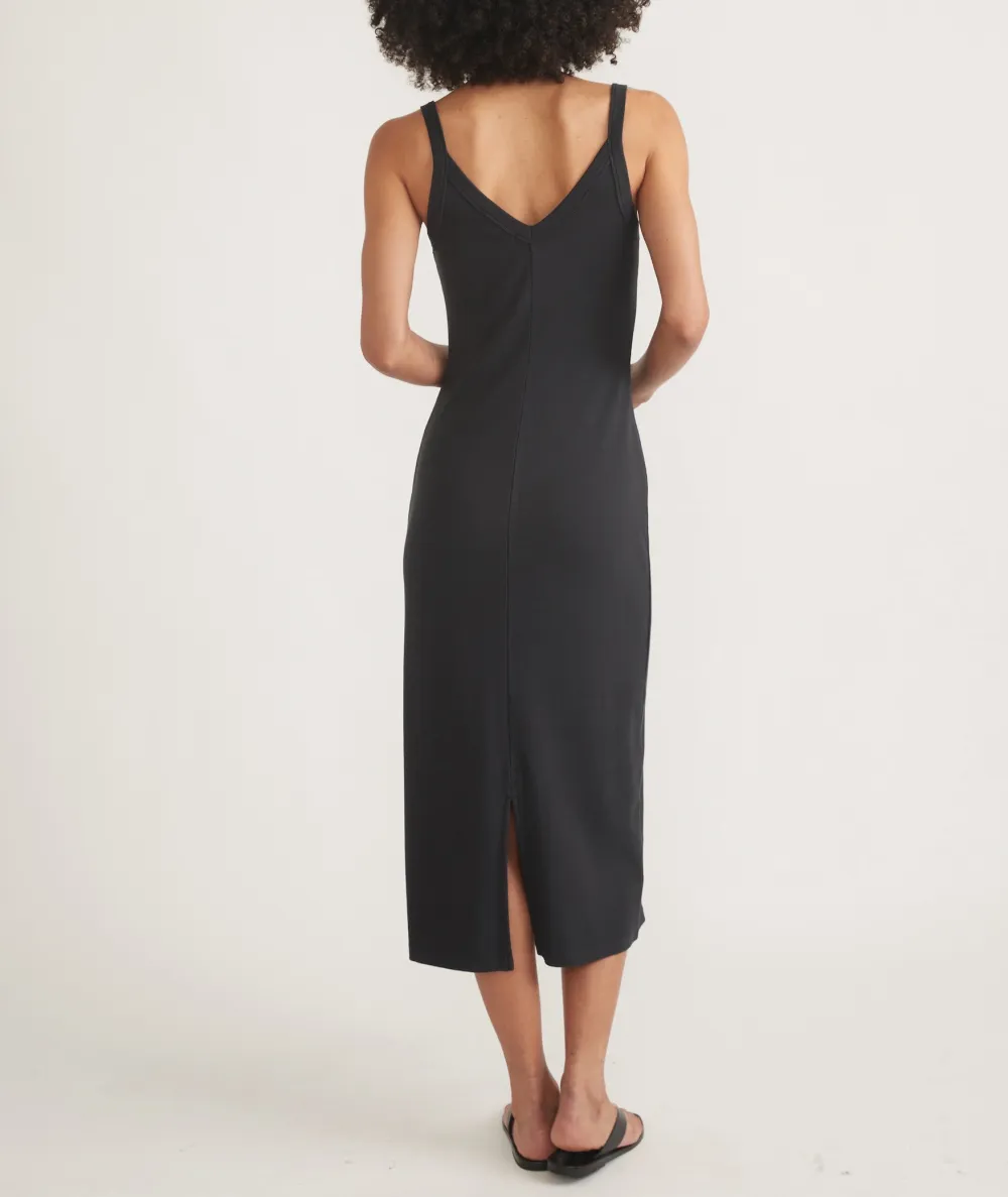 Black Sleeveless Simple Midi Dress