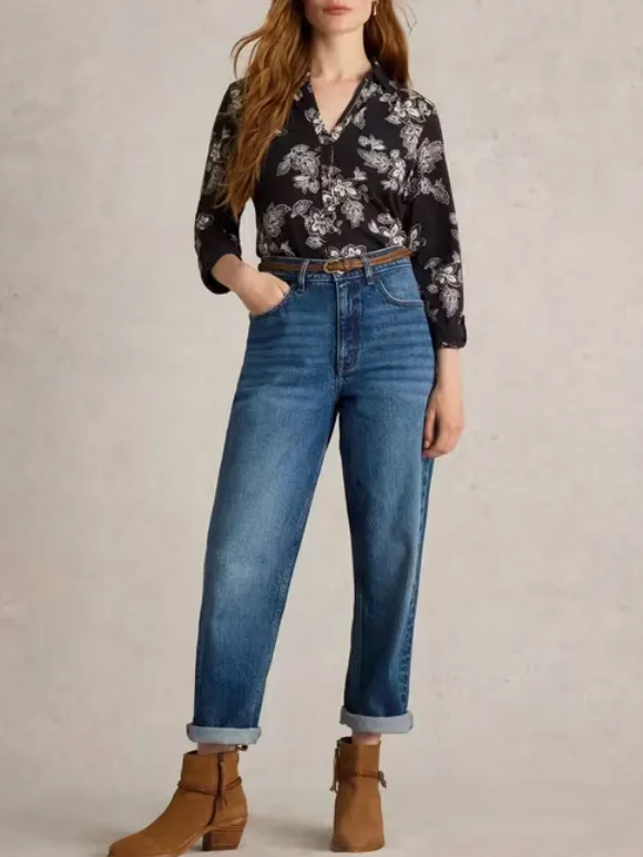 Long-Sleeved Art Graphic Cotton Shirt