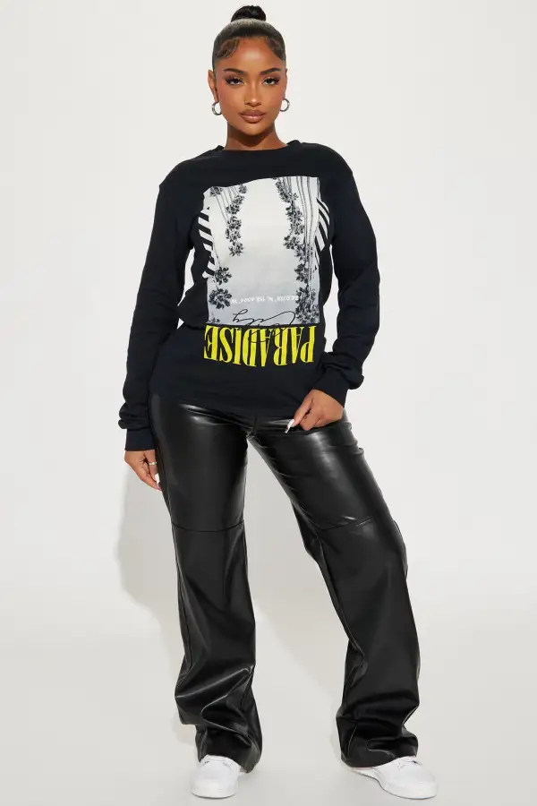 Paradise City Long Sleeve Sleeve Tee - Black
