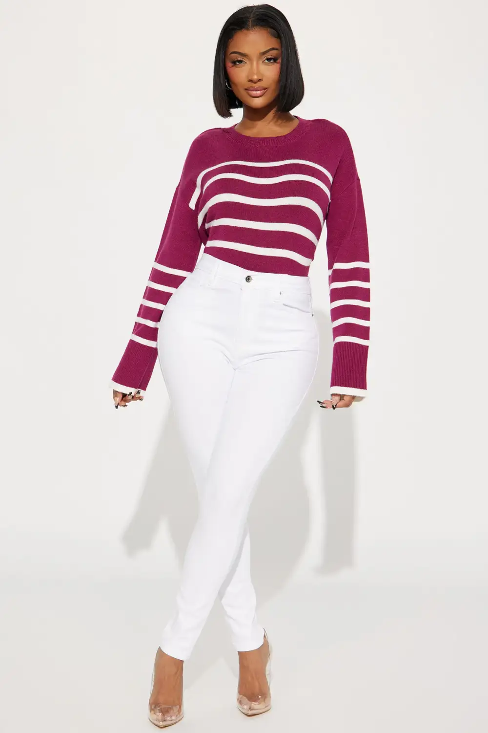 Lexley Striped Sweater - Raspberry/Combo