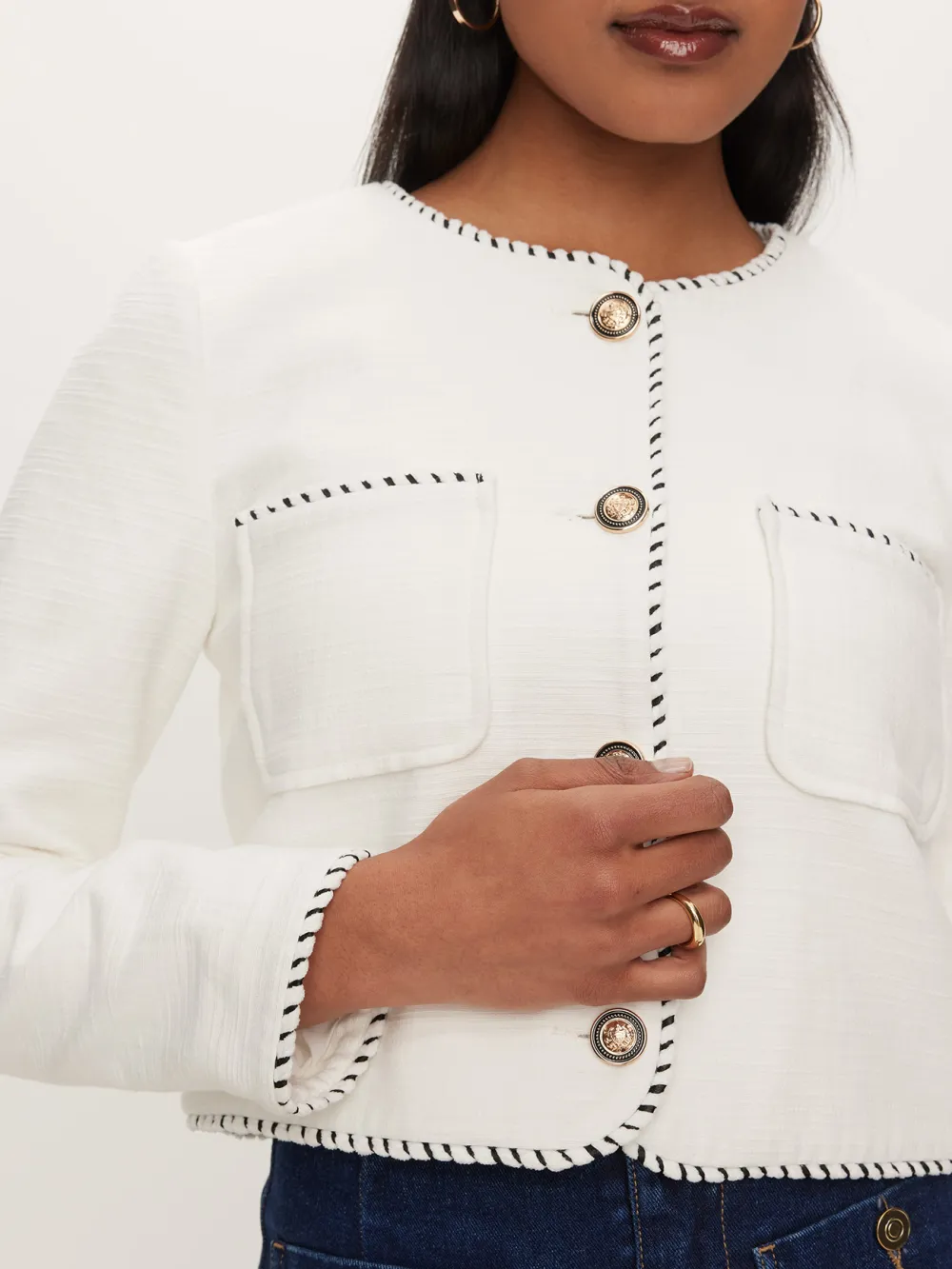 Button Front Textured Jacket