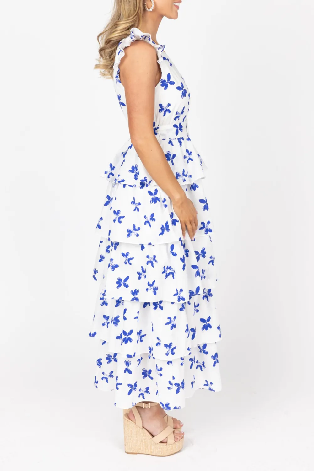 Print Ruffled Tiered Maxi Dress