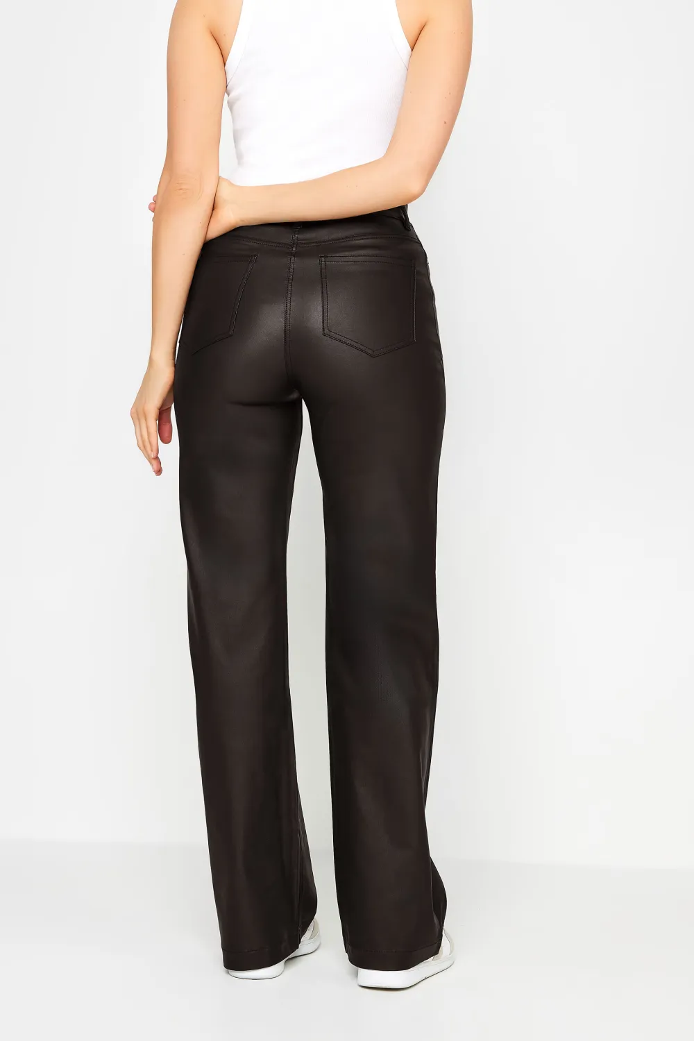 LTS Tall Black Faux Leather Wide Leg Trousers