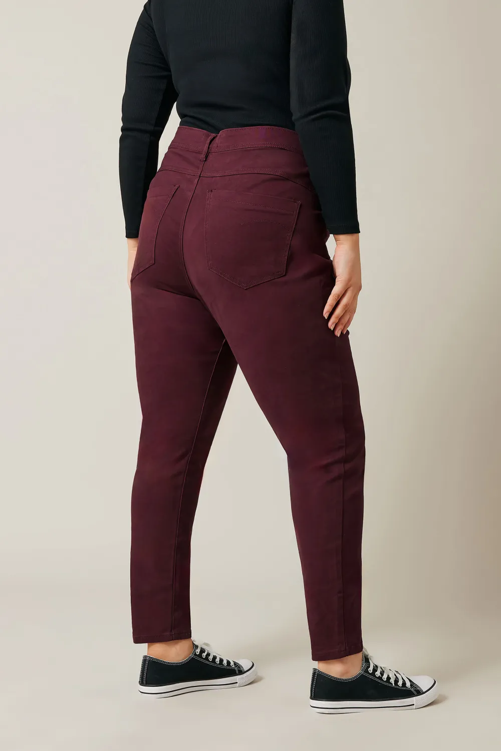 Evans Burgundy Pintuck Skinny Jeans
