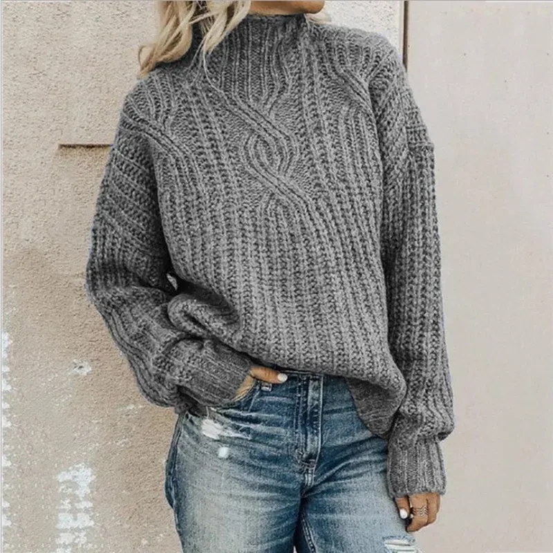 Casual Loose High Neck Knit