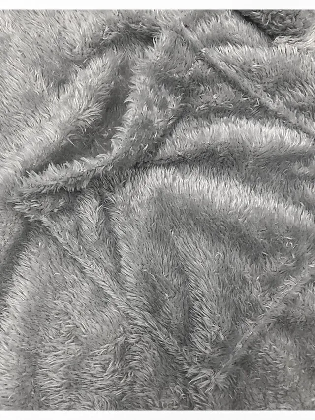 Women's Pajamas Bathrobe Robes Gown Pure Color Warm Plush Comfort Home Daily Bed Polyester Breathable Hoodie Long Sleeve Pocket Fall Winter Red Lavender