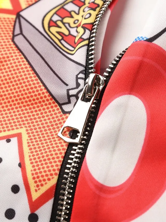 Women's Bomber Jacket Casual Jacket Varsity Jacket  Lips Print Regular Coat Stand Collar Regular Fit Breathable Lightweight Casual Jacket Long Sleeve Print Fall Spring Casual Daily