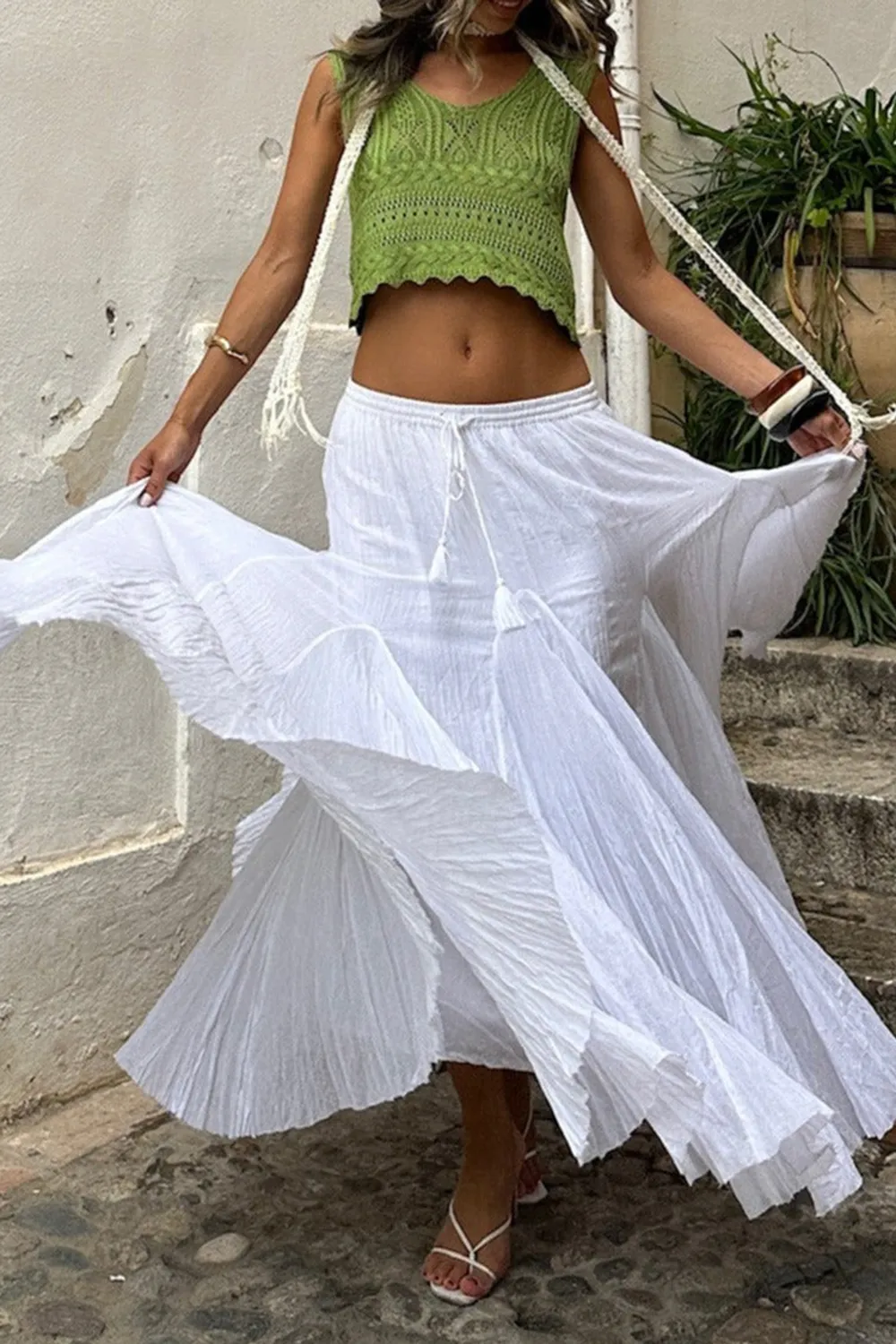 Pure White Drift Maxi skirt