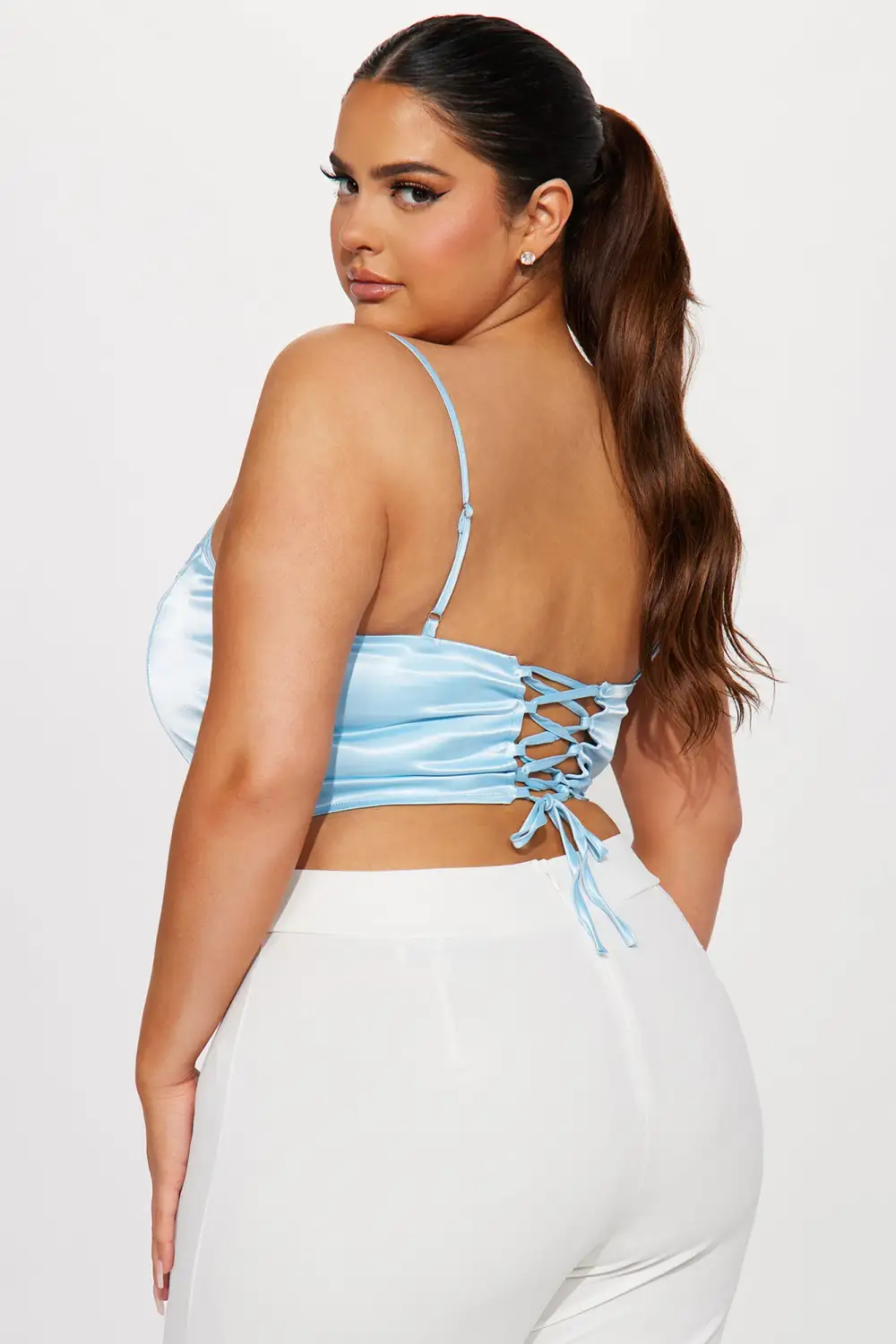 Zaidie Satin Corset Top - Blue