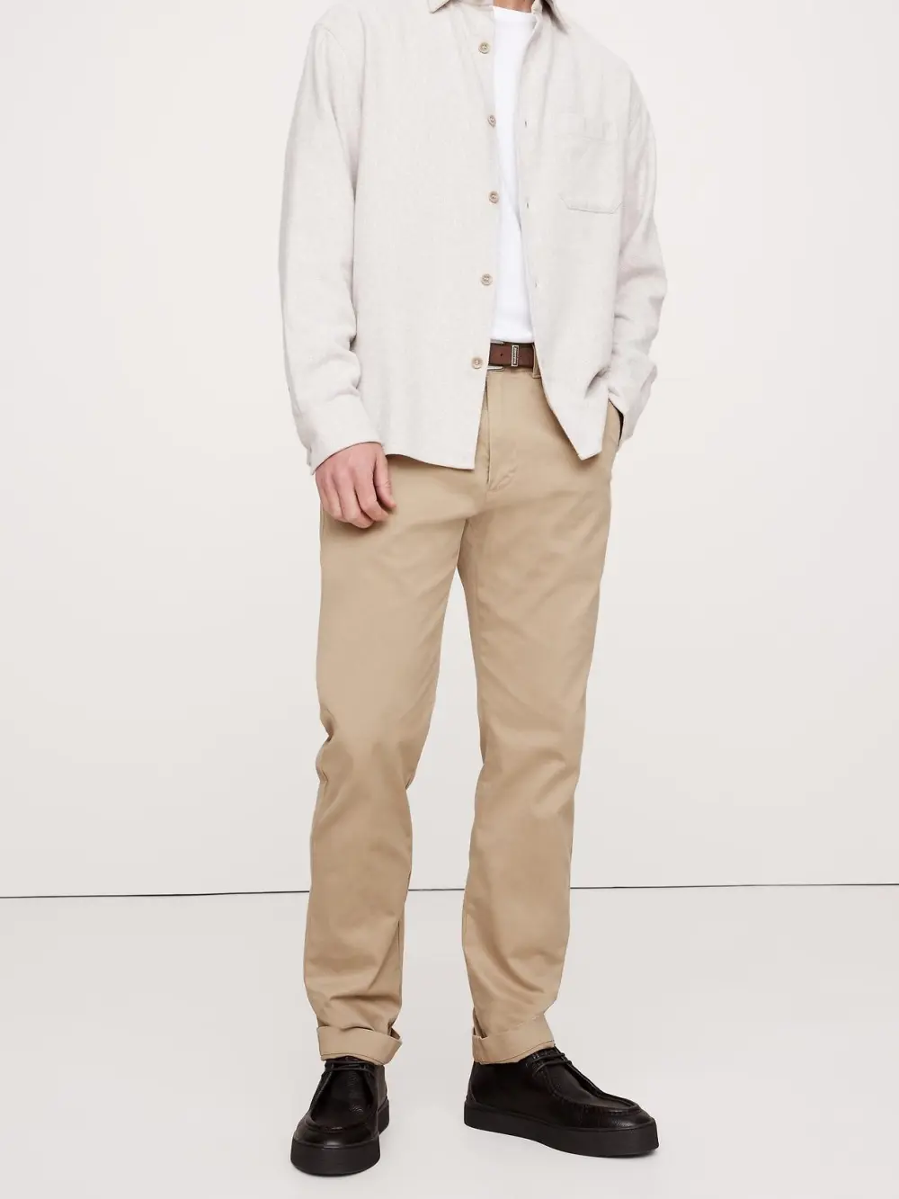 Men's Organic Cotton Khaki Beige Stretch Trousers