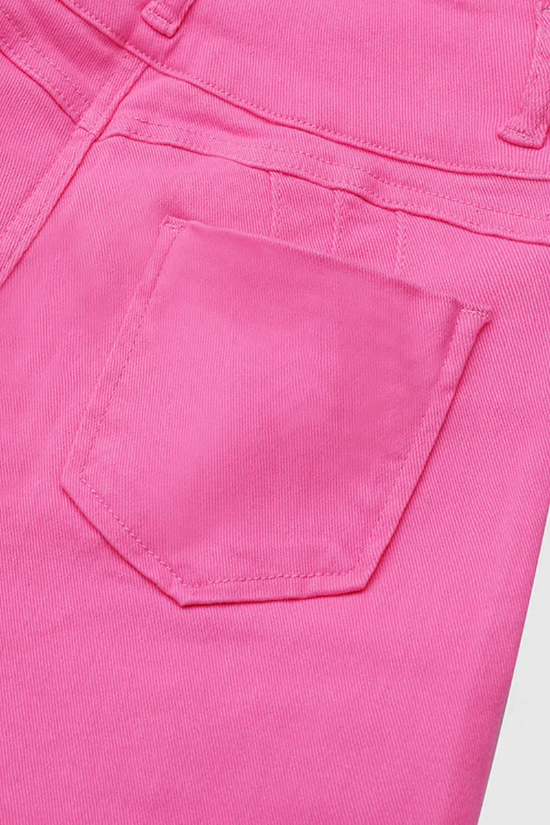 Solid Cut Out Waist Skinny Capri Jeans