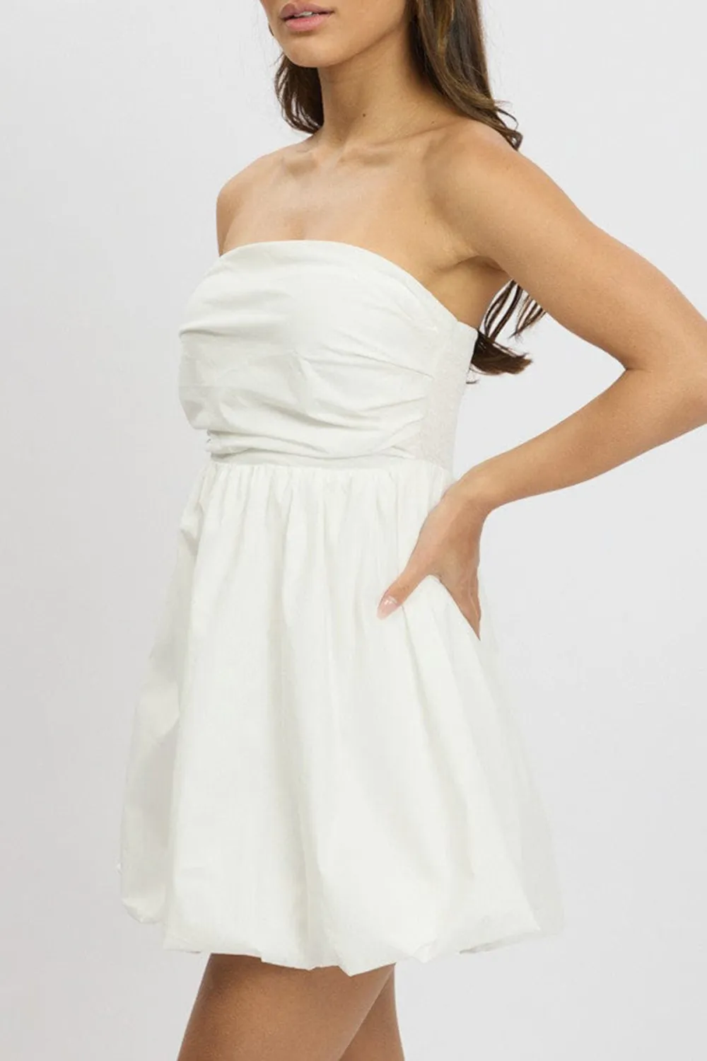 White Bubble Mini Dress Strapless
