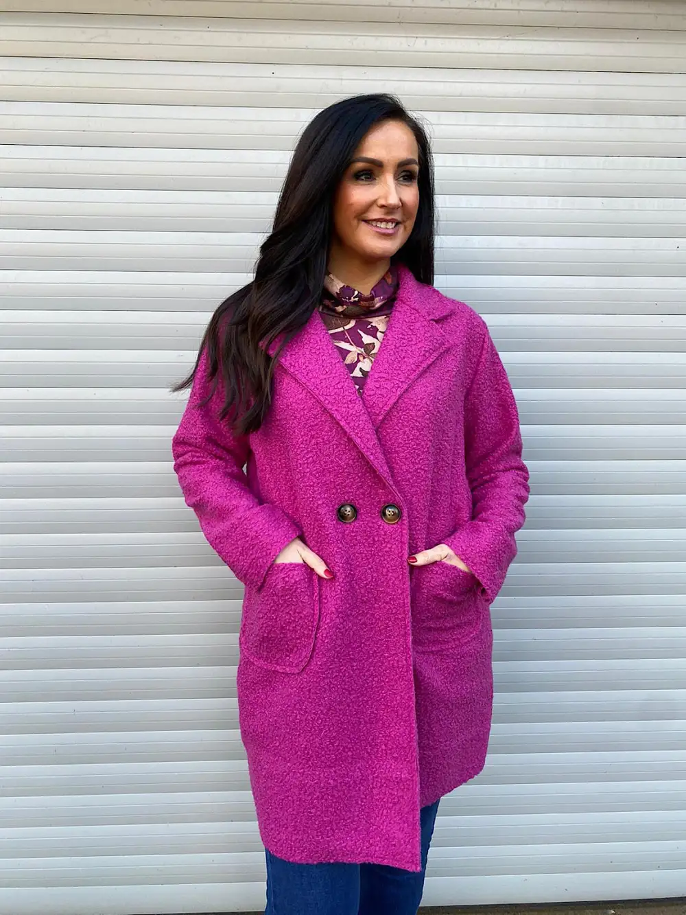 Lipstick Pink Terry Button Jacket