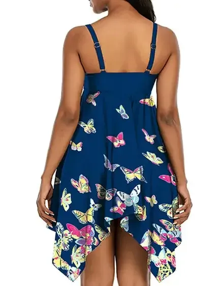 Butterfly Print Swimdress Tankini Sets