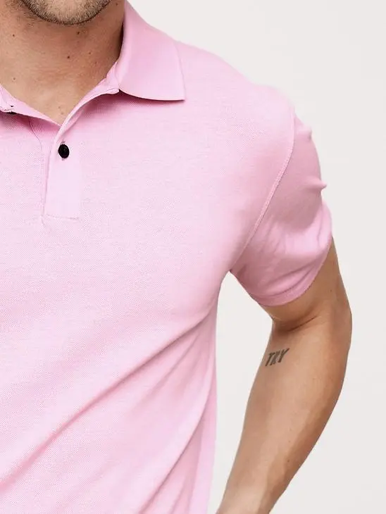 Men's Cotton Stylish Simple Heavenly Pink Polo Shirt