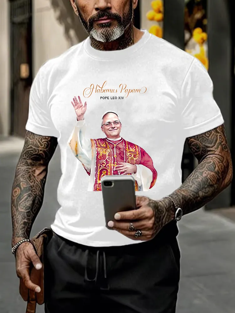 Men'S Habemus Papam Pope Leo Xiv Printed T-Shirt