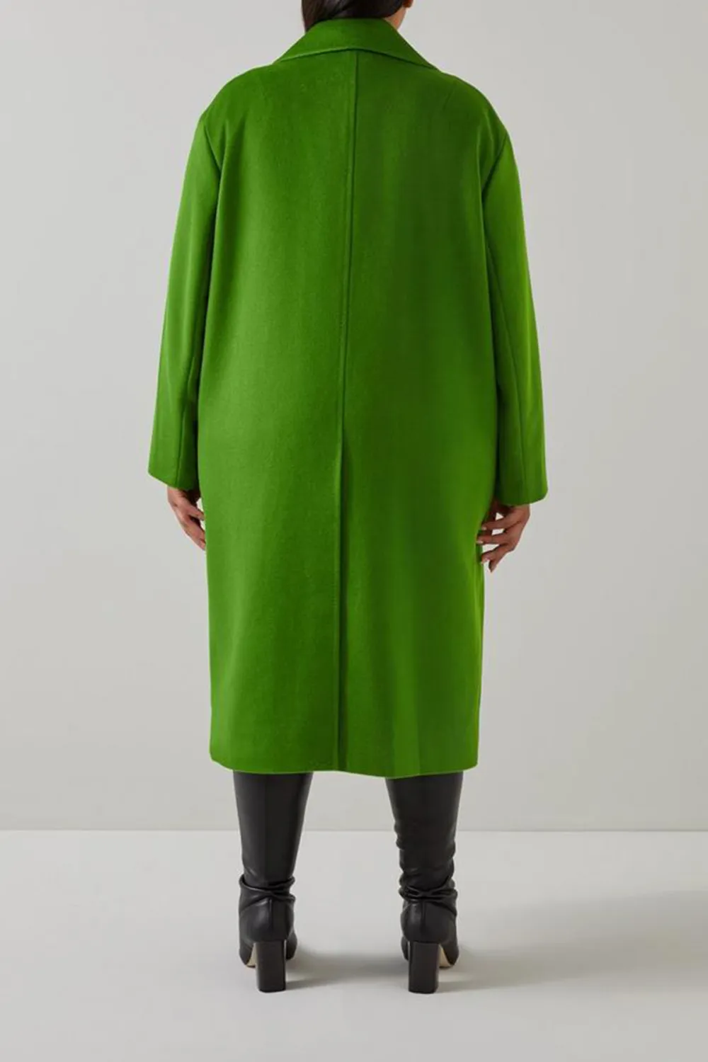 Green Double Breasted Long Wool Coat