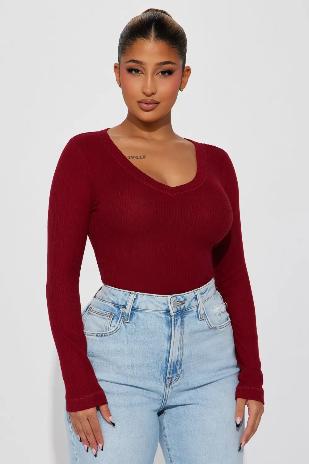 Kori Ribbed Top - Burgundy