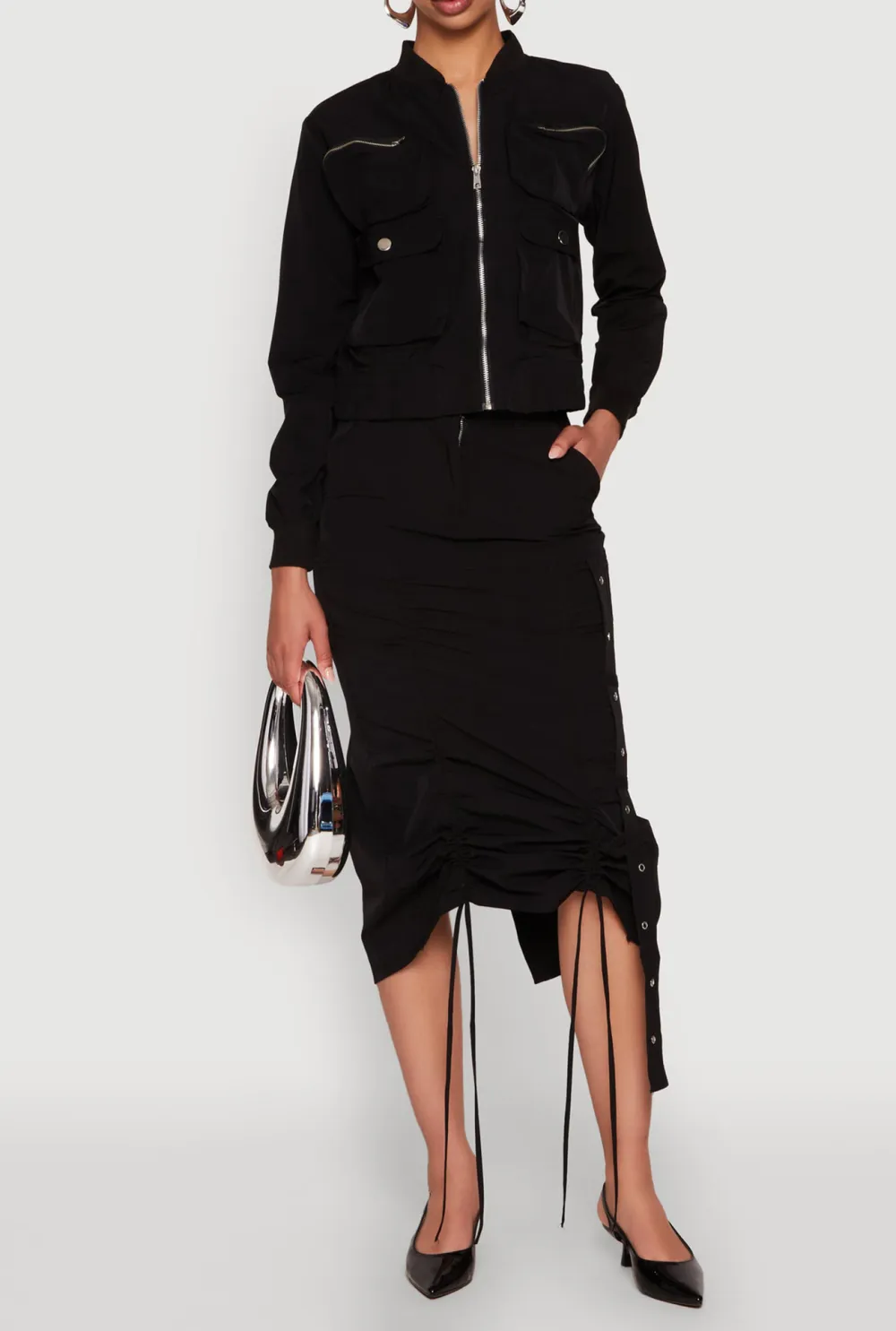 Mid Length Slit Skirt