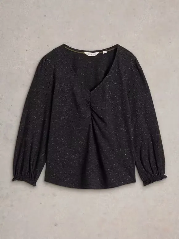 Sparkle Ruched Front Top