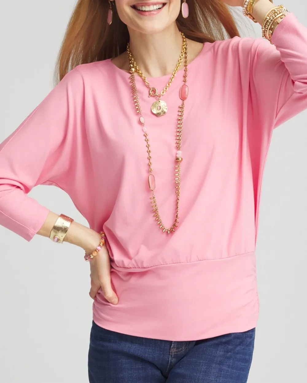 Short Sleeve Solid Color Batwing Tee
